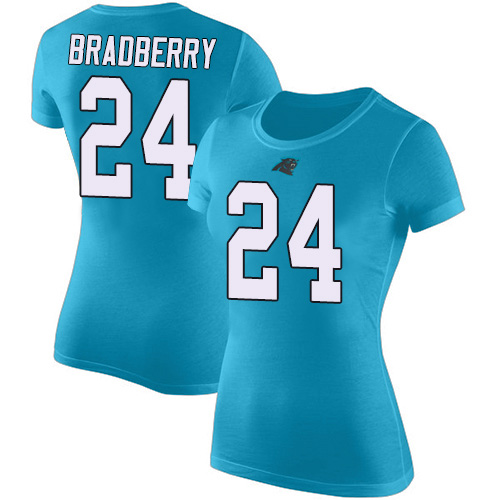Carolina Panthers Blue Women James Bradberry Rush Pride Name and Number NFL Football #24 T Shirt->carolina panthers->NFL Jersey